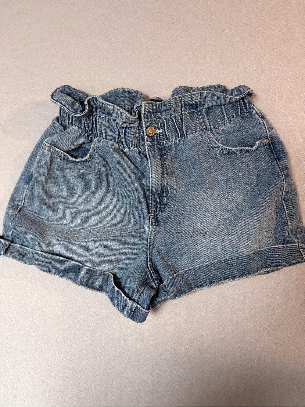 Sincerely Jules Light Blue Paperbag Waist Jean Shorts